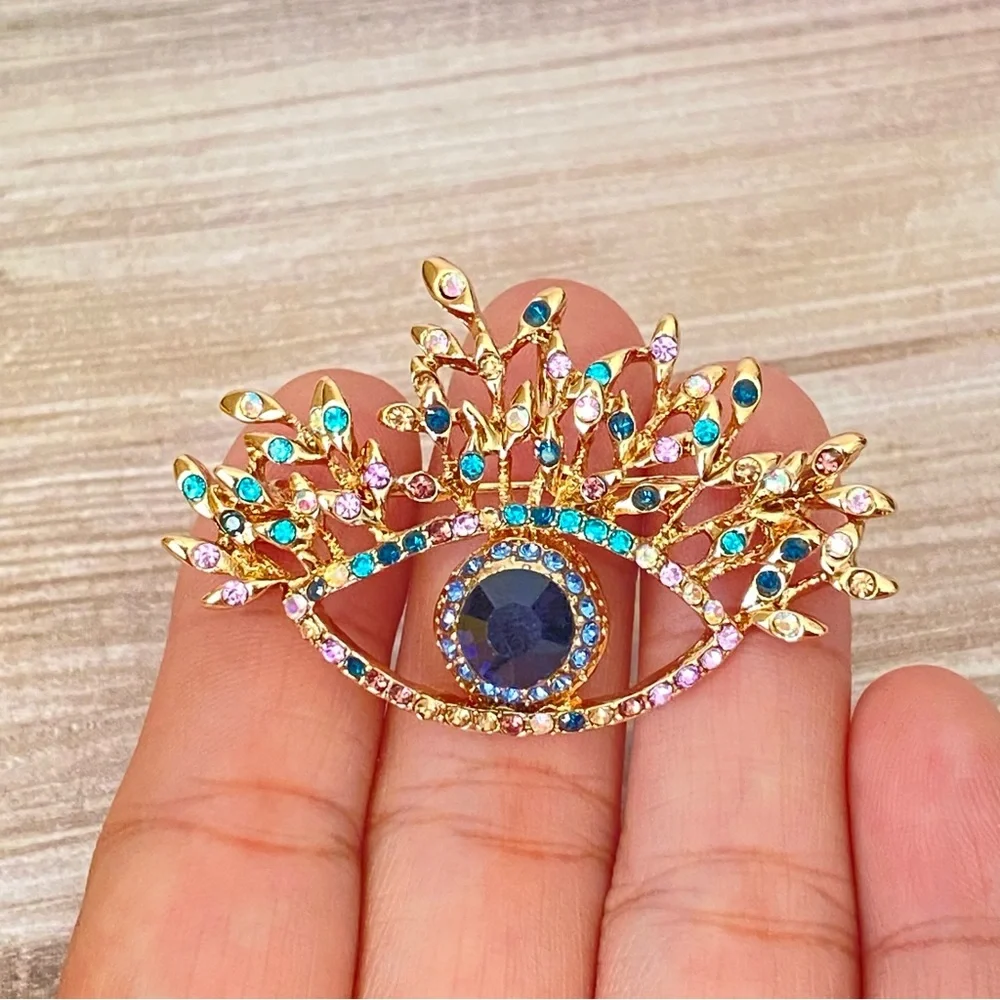 BLUE MULTI EVIL EYE CHARM BROOCH / PENDANTS NEW! - Picture 2 of 11